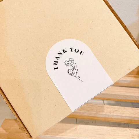 Minimalist White Rectangular Thank You Sealing Stickers Coated Paper Adhesive Labels For Gift Packaging Box