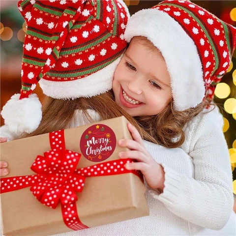 Round Christmas Stickers Merry Christmas Self Adhesive Sealing Labels For Gift Wrapping Holiday Decor