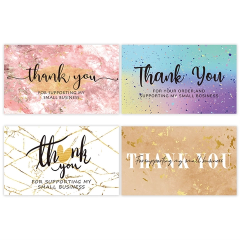 Thank You Cards Marble Texture Gold Foil Coated Paper Small Business Order Inserts Elegant Artistic Stationery Packaging