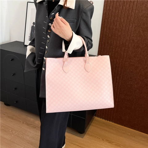 Borsa Tote Vintage con Stampa Monogramma Lettera M Grande Capacità per Donna in Pelle PU Moda Borsa a Spalla Pendolarismo Shopping