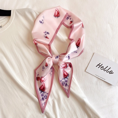 Schmaler Schal Band KunstSatin Polyester Florale Orientale Drucke Haarband Tasche Zubehör Hals Dekoration Sonnenschutz