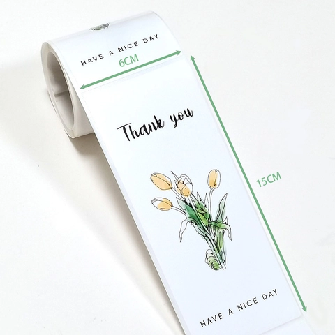Thank You Verschlussaufkleber Rechteckige Etiketten Tulpenblumenmuster Für Verpackungen Geschenkbox Dekoration Selbstklebendes Papier