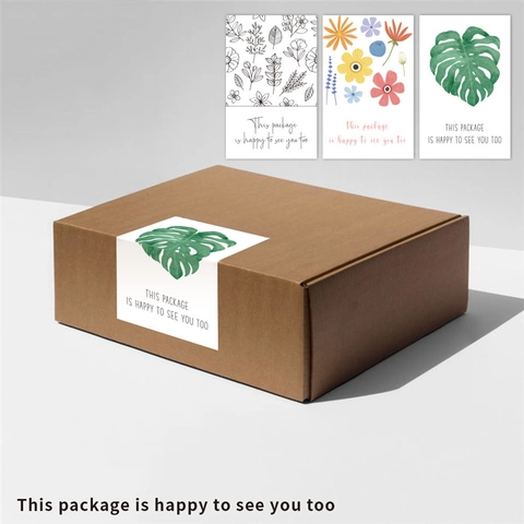 Adesivi Per Imballaggio Rettangolari Carta Patinata Etichette Sigillanti Autoadesive Design Estetico Foglia Monstera