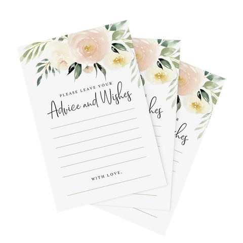 Watercolor Floral Wedding Thank You Cards Advice And Wishes Greeting Cards For Party Guest Message Quality Cardstock