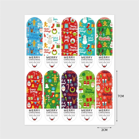 Christmas Gift Label Stickers Self Adhesive Seal Decals Cartoon Santa Reindeer Pattern For Holiday Party Package Wrapping