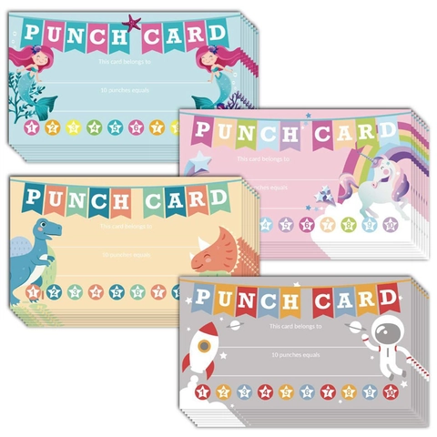 Carte Premio per Bambini in Carta Patinata Cartoon Sirena Unicorno Dinosauro Astronauta Monitoraggio Comportamento per Insegnanti