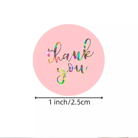 Round Laser Holographic Thank You Stickers Gift Sealing Labels For Small Business Wedding Packaging Envelope Decor