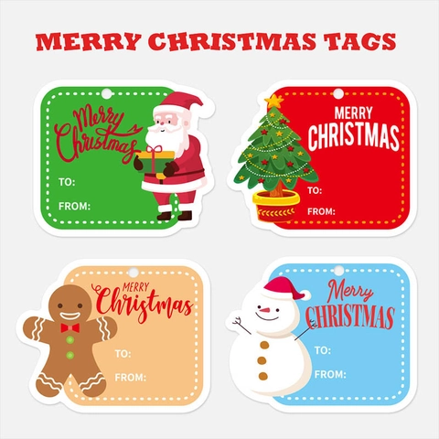 Etichette Regalo di Natale Con Corda di Canapa Etichette di Carta Babbo Natale Pupazzo di Neve Design Per Confezioni Regalo