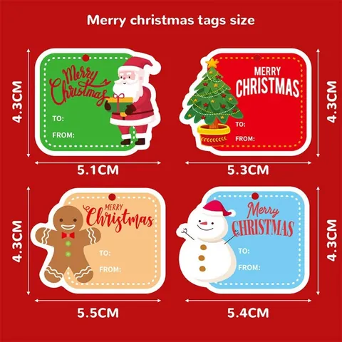 Etichette Regalo di Natale Con Corda di Canapa Etichette di Carta Babbo Natale Pupazzo di Neve Design Per Confezioni Regalo