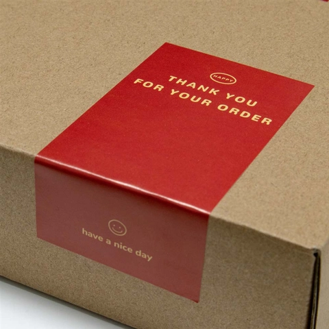 Red Rectangular Thank You For Your Order Stickers Coated Paper Sealing Label For Gift Box Baking Package Small Business