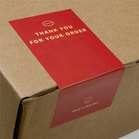 Red Rectangular Thank You For Your Order Stickers Coated Paper Sealing Label For Gift Box Baking Package Small Business