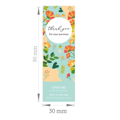 Adesivi Thank You Floreali Etichette di Sigillatura Rettangolari per Scatole Regalo Targhette Decorative per Imballaggi Barattoli Tazze Buste Cancelleria
