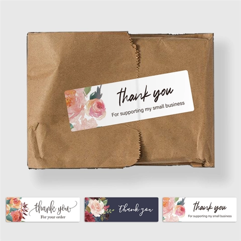 Florale Dankeschön Aufkleber Für Kleine Unternehmen Verpackung Aquarell Blumen Siegel Etiketten Für Geschenke Umschläge