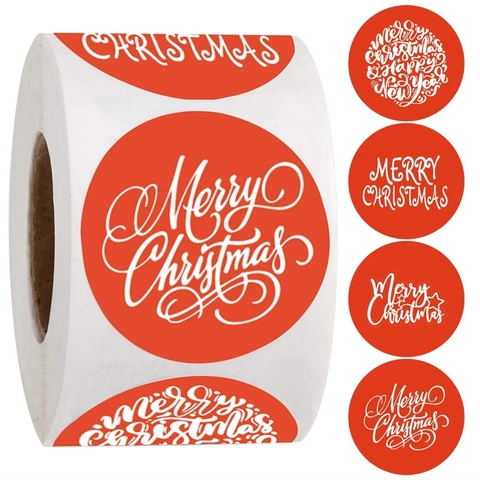 Weihnachtsaufkleber Rund Rot Versiegelungsetiketten Kupferdruckpapier Selbstklebend Feiertag Geschenkverpackung Deko Muster