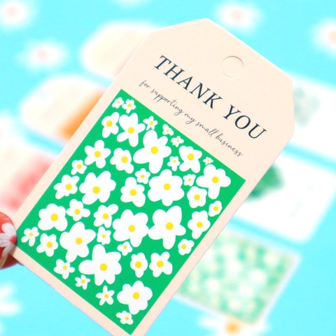 Thank You Gift Tags Floral Fruit Pattern Paper Hang Tags With Hemp Rope For Small Business Packaging Wedding Party Decor