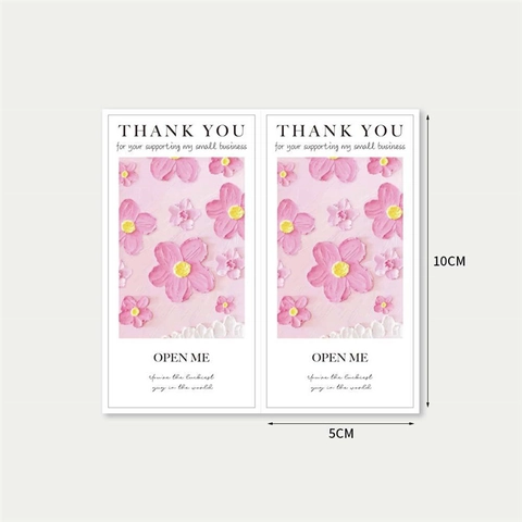 Pegatinas de Agradecimiento Estilo Pintura al Óleo Flores Rectangulares Etiquetas de Sellado para Pequeñas Empresas Panadería Pasteles Embalaje de Regalo