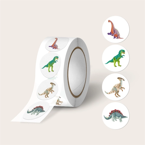 Adesivi Dinosauri Etichette Autoadesive Rotonde Per Bambini Premio Scuola Insegnante Decorazione Aula Modelli Animali Cartoni