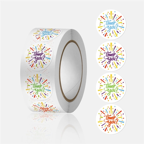Adesivi Di Ringraziamento Etichette Tonde Design Fuochi D'artificio Colorati Autoadesivi Per Confezioni Regalo Sigillo Busta