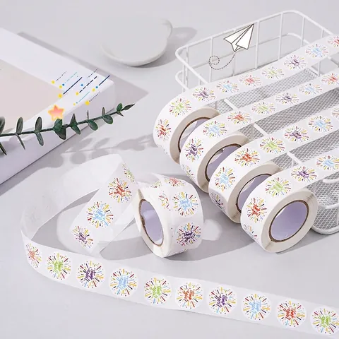 Adesivi Di Ringraziamento Etichette Tonde Design Fuochi D'artificio Colorati Autoadesivi Per Confezioni Regalo Sigillo Busta