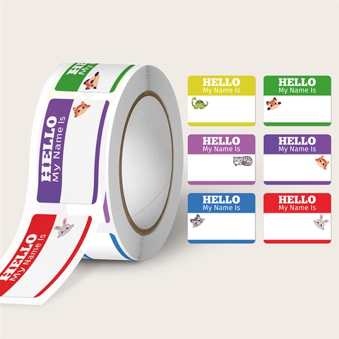 Autocollants D'étiquettes De Nom D'animaux Pour Enfants Hello My Name Is Étiquettes Inscriptibles Pour École Salle De Classe