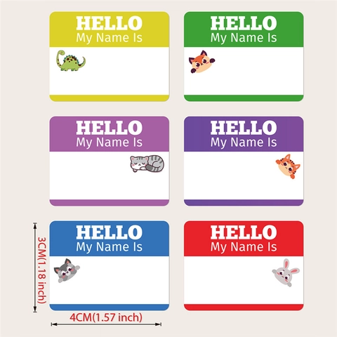 Autocollants D'étiquettes De Nom D'animaux Pour Enfants Hello My Name Is Étiquettes Inscriptibles Pour École Salle De Classe