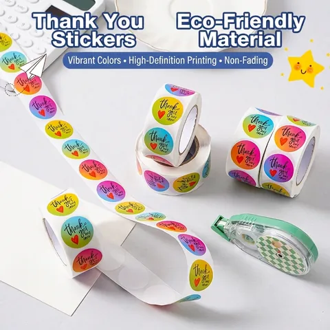 Adesivi Grazie Rotondi Gradiente Arcobaleno Etichette Autoadesive Per Piccole Imprese Imballaggio Regalo Sigillo Cartoleria
