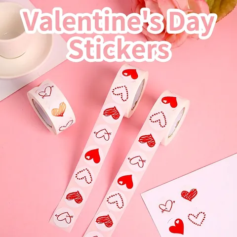 Rotolo Adesivi Cuore San Valentino Etichette Rosse Autoadesive Per Confezioni Regalo Sigillatura Buste Scrapbooking Fai Da Te