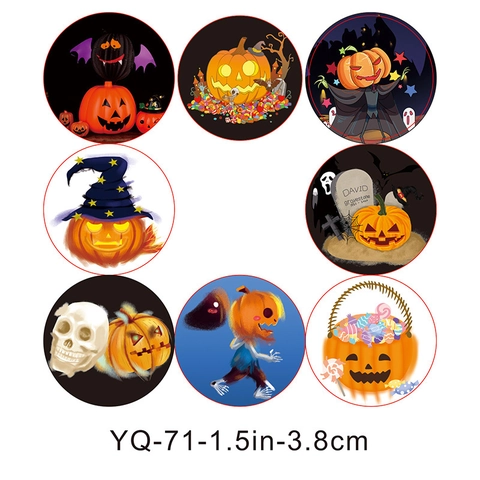 Autocollants Décoratifs Ronds Halloween Papier Adhésif Motifs Citrouille Crâne Pour Scellage Enveloppe Emballage Cadeau Fête