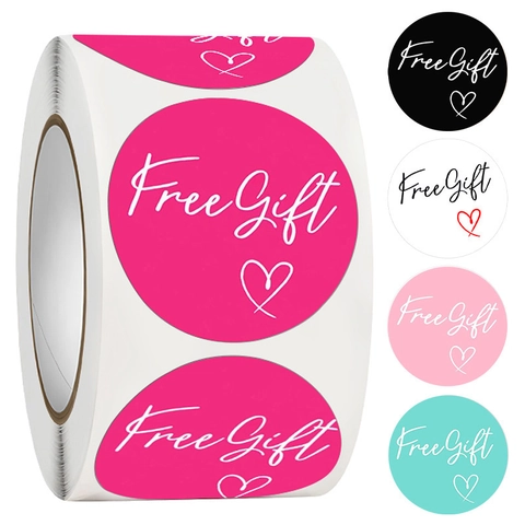 Etichette Adesive Tonde Regalo Gratuito Con Motivo A Cuore Per Decorazione Di Imballaggio Rotoli Di Sigilli Adesivi