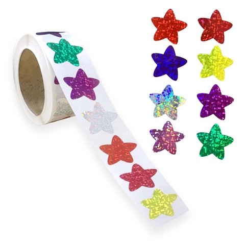 Laser Glitter Stickers Self Adhesive Star Heart Round Decorative Labels Reward Chart Scrapbooking DIY Arts Crafts Multi Color