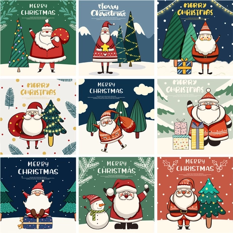 Biglietti Di Auguri Di Natale Carta Bianca Cartone Animato Babbo Natale Pupazzo Di Neve Cartoline Di Auguri Mini Carte