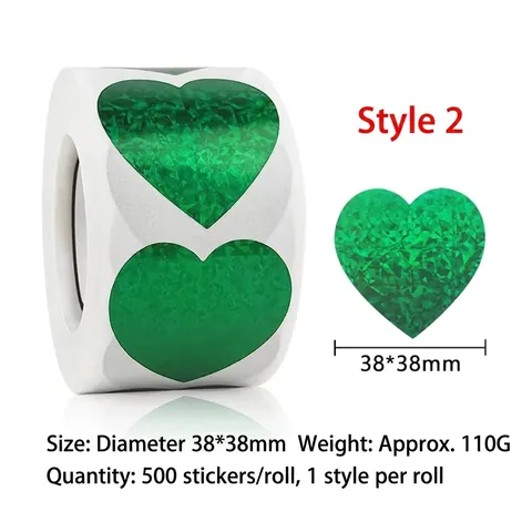 Holographic Laser Heart Stickers Glitter Self Adhesive Decorative For Valentine Day Gift Packaging Scrapbooking Craft