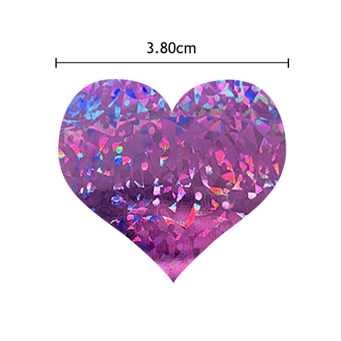 Adesivi Olografici Viola A Forma Di Cuore Glitter Laser Etichette Decorative Di San Valentino Per Confezioni Regalo E Buste