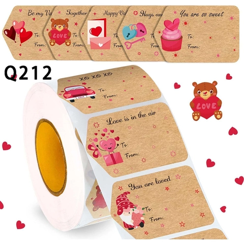 Autocollants Étiquettes Cœur Saint-Valentin Papier Kraft À De Emballage Cadeau Décoratif Auto-Adhésif