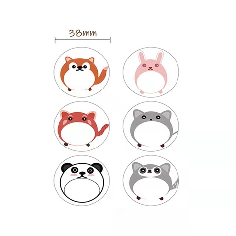 Round Cartoon Animal Stickers Adhesive Labels For Gift Packaging Scrapbooking Decorations Multi Designs Cute
