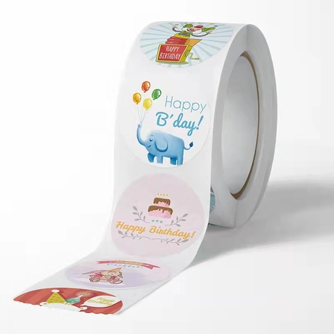 Happy Birthday Aufkleber Rolle Mehrere Cartoon Tier Designs Rund Selbstklebend Geschenk Etiketten Für Party Dekoration