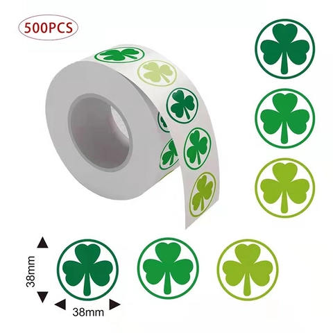 St. Patrick's Day Kleeblatt Aufkleber Runde Glücksklee Etiketten Für Geschenkverpackung Umschlagversiegelung Irische Deko
