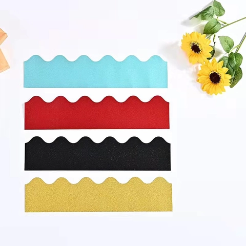 Scalloped Border Trim Glitter Cardstock Decorative Strips For Bulletin Board Classroom School DIY Crafts Colorful Sparkle