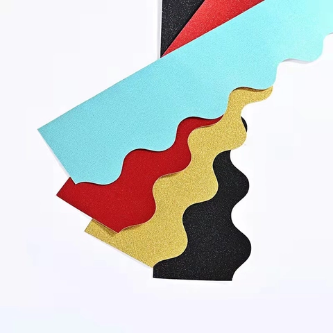 Scalloped Border Trim Glitter Cardstock Decorative Strips For Bulletin Board Classroom School DIY Crafts Colorful Sparkle