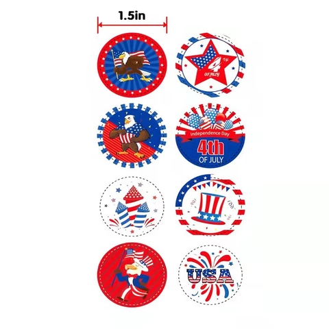USA Unabhängigkeitstag Aufkleber Patriotische Amerikanische Flagge Adler Onkel Sam Runde Klebebilder Für Den 4 Juli Party Dekoration