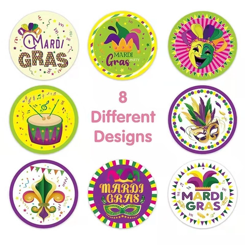 Adesivi Tondi Tema Mardi Gras Carnevale Circo Design Multipli Etichette Adesive Decorative Per Feste E Regali