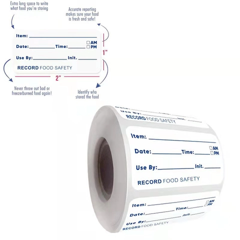 Self-adhesive Paper Food Safety Record Labels For Kitchen Refrigerator Removable Date Stickers For Restaurant Home