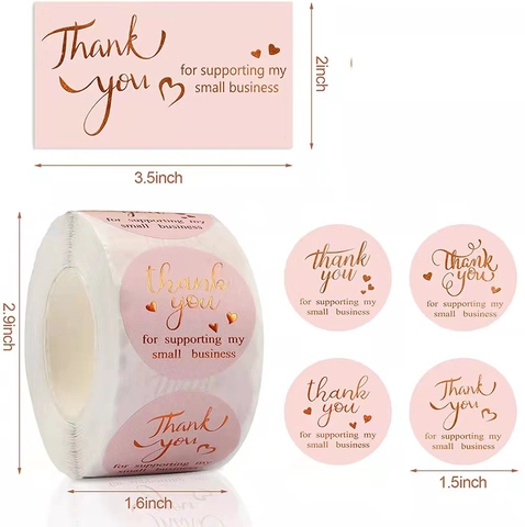 Pink Heart Thank You Stickers And Cards Set For Supporting My Small Business Adhesive Labels Gift Packing Supplies For Online Shop