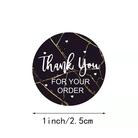Marble Pattern Thank You For Your Order Round Adhesive Labels For Small Business Gift Packaging Envelope Seals Decor