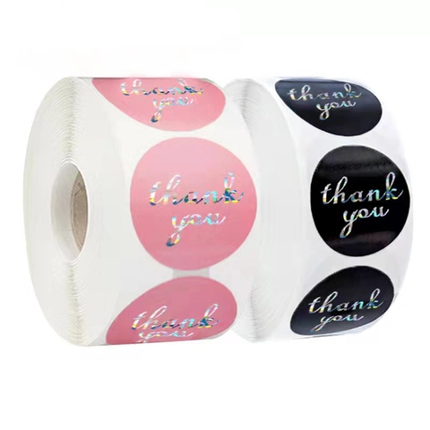Autocollants Merci Ronds Laser Holographiques Irisés Étiquettes Auto-adhésives Pour La Cuisine Emballage De Petites Entreprises Scellés