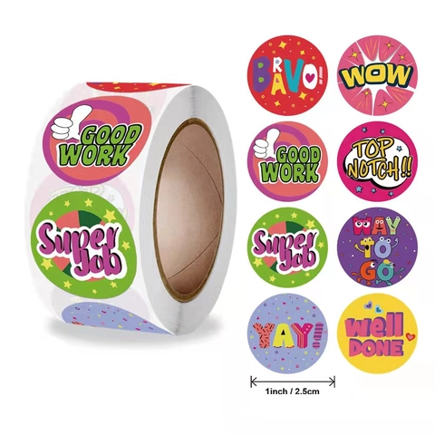 Motivationele Beloningsstickers Voor Kinderen Leraren Aanmoediging Kleurrijke Ronde Zelfklevende Etiketten Decoratief