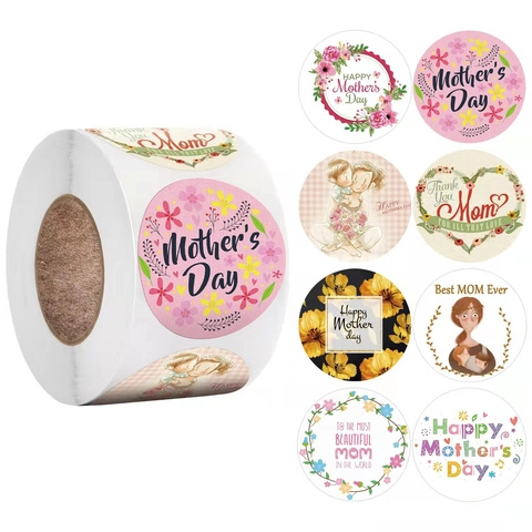 Adesivi Tondi Festa Della Mamma Rotolo Floreali Etichette Regalo Decorative Decalcomanie Sigillanti Per Buste Carte