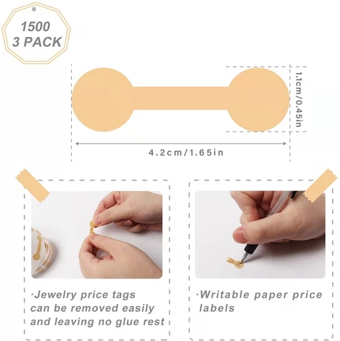 Barbell Sieraden Prijskaartjes Zelfklevend Kraftpapier En Witte Matte Stickers Voor Ring Ketting Display Tags