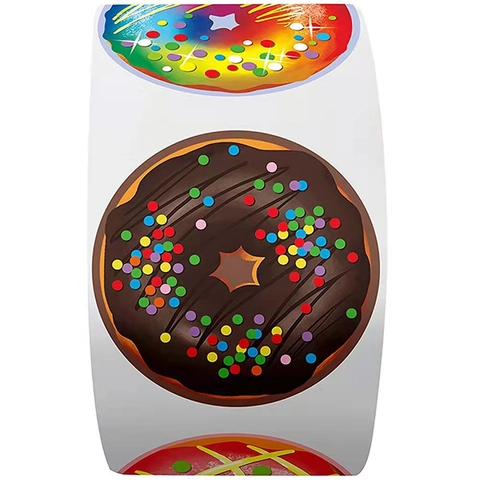 Adesivi Rotondi Tema Ciambella Carta Patinata Etichette Decorative Cartone Animato Per Confezioni Regalo E Scrapbooking