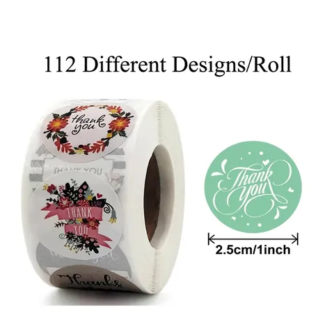 Autocollants Thank You Ronds Motifs Floraux Étiquettes Auto-Adhésives Pour Emballage Cadeau Scellage Enveloppe Boutique